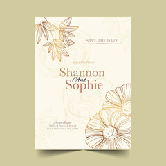 organic flat floral wedding invitation vector design illustration