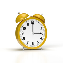 Abstract alarm clock on white background. 3D rendering.