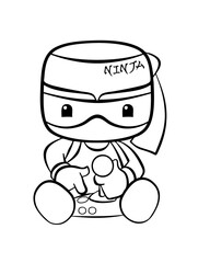 Ninja. Element for coloring page. Cartoon style.