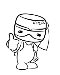 Ninja. Element for coloring page. Cartoon style.