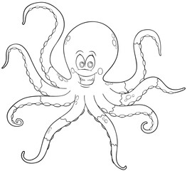 Octopus. Element for coloring page. Cartoon style.