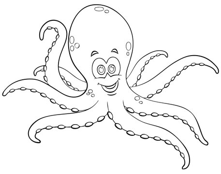 Octopus. Element for coloring page. Cartoon style.