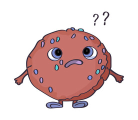 Crying chocolate cookie. Cute gingerbread character with emotions on his face. 