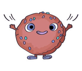 Happy chocolate cookie. Cute gingerbread character with different emotions on his face. 