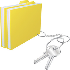 Computer file keys document security concept