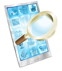 Magnifying glass search icon  phone concept