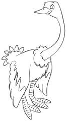 Ostrich. Element for coloring page. Cartoon style.