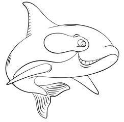 Obraz premium Orca. Element for coloring page. Cartoon style.