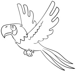 Parrot. Element for coloring page. Cartoon style.