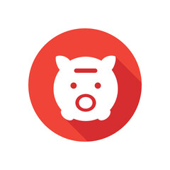 Button circle with money saving icon in red color. Vector illustration.