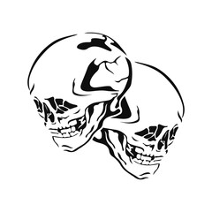 vector illustration of two skulls concept