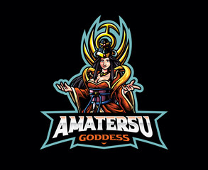 Amaterasu goddess mascot logo design