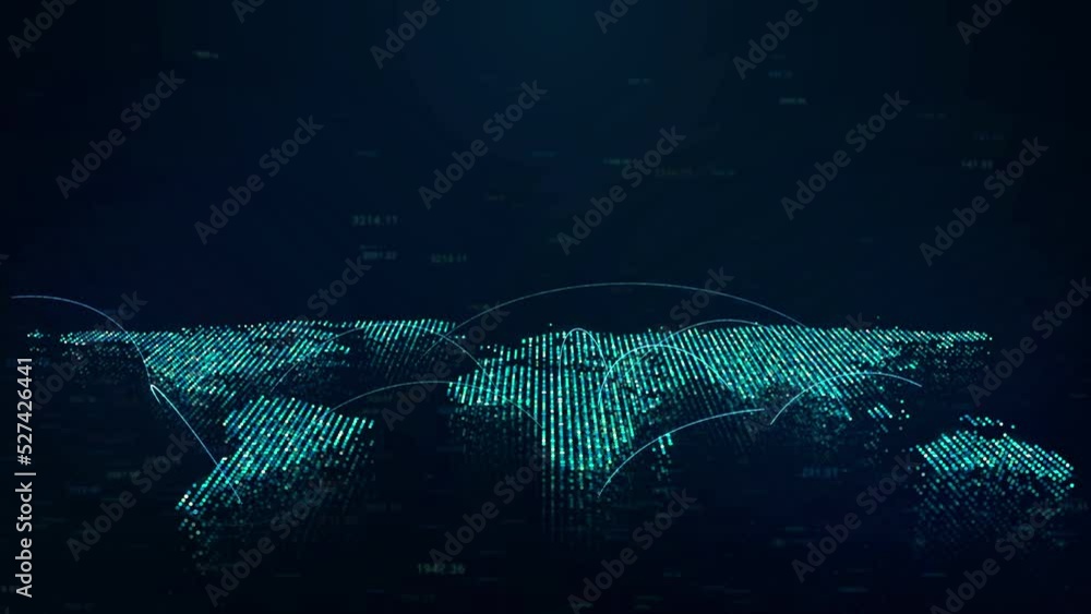 Aufkleber global internet connection on digital earth map, modern world data connectivity technology concept, 