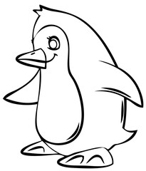 Penguin. Element for coloring page. Cartoon style.
