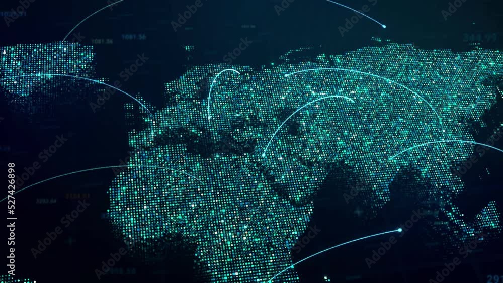 Poster global internet connection on digital earth map, modern world data connectivity technology concept, 
