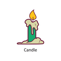 Candle vector filled outline Icon Design illustration. Halloween Symbol on White background EPS 10 File