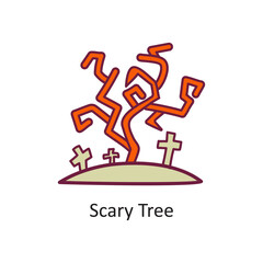Scary Tree vector filled outline Icon Design illustration. Halloween Symbol on White background EPS 10 File
