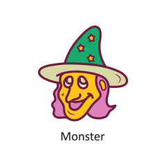 Monster vector filled outline Icon Design illustration. Halloween Symbol on White background EPS 10 File