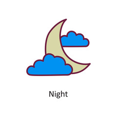 Night vector filled outline Icon Design illustration. Halloween Symbol on White background EPS 10 File