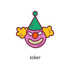 Joker vector filled outline Icon Design illustration. Halloween Symbol on White background EPS 10 File