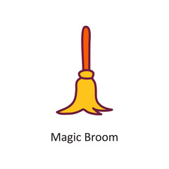 Magic Broom vector filled outline Icon Design illustration. Halloween Symbol on White background EPS 10 File