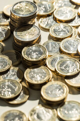 Money, finances. Euro coins