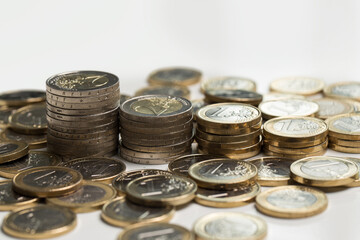 Money, finances. Euro coins
