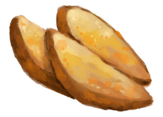 Fries potato wedge slice cut deep fry potato watercolor painting illustration
