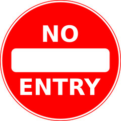 Vector graphic of a uk warning of a no entry ahead road sign. It consists of a white bar and the words no entry contained within a red circle - obrazy, fototapety, plakaty