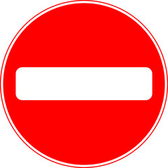 Vector graphic of a uk warning of a no entry ahead road sign. It consists of a white bar contained within a red circle - obrazy, fototapety, plakaty