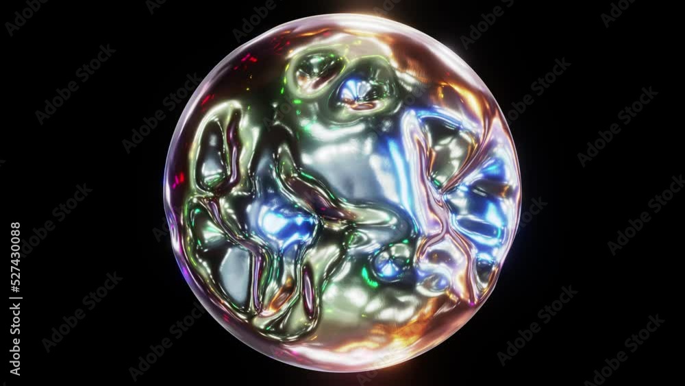 Aufkleber realistic looping 3d animation of the beautiful colorful abstract morphing liquid silver metal orb r
