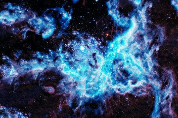 Beautiful blue space nebula. Elements of this image furnished by NASA