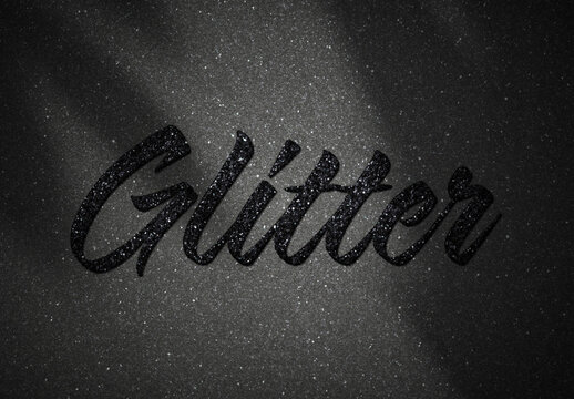 Sparkling Dark Glitter Text Effect Mockup