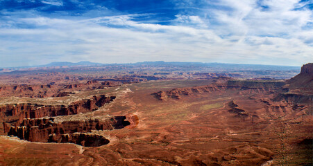 Panoramic view of Canyonlands landscape which looks like a Martian surface, UT, USA
