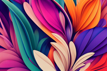 beautiful colourful floral background, abstract nature wallpaper, rainbow color flowers, zen spa aromatherapy massage, 3d render, 3d illustration