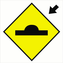 Spine in vector format. Bump Alert on the track. Vector with a black arrow indicating the existence of a ripple.