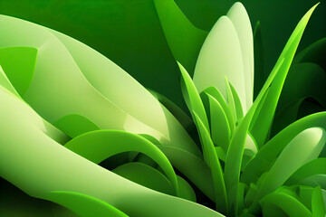 beautiful green floral background, abstract nature wallpaper, zen spa aromatherapy massage, 3d render, 3d illustration