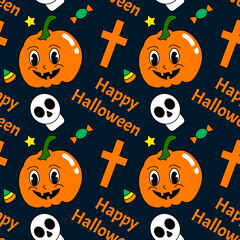 Halloween cartoon emotion pattern. 