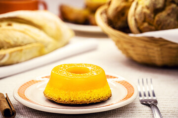 Typical delicacy from Brazil and Portugal, sweet called Brisa do Lis or quindim, made with eggs