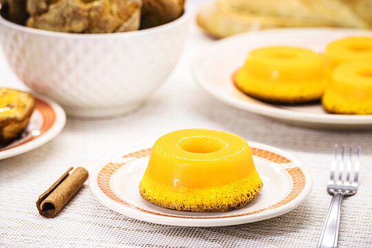Brazilian quindim is a typical sweet from the northeast, It corresponds to the Portuguese recipe known as brisa-do-Lis