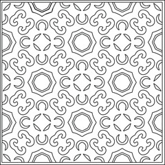 Vector pattern with symmetrical elements . Repeating geometric tiles from striped elements.Monochrome texture.Black and 
white pattern for wallpapers and backgrounds.line art.