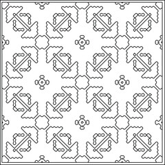 Vector pattern with symmetrical elements . Repeating geometric tiles from striped elements.Monochrome texture.Black and 
white pattern for wallpapers and backgrounds.line art.