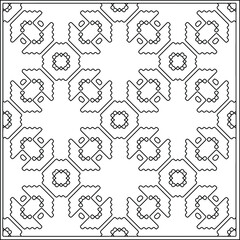 Vector pattern with symmetrical elements . Repeating geometric tiles from striped elements.Monochrome texture.Black and 
white pattern for wallpapers and backgrounds.line art.