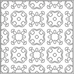 Vector pattern with symmetrical elements . Repeating geometric tiles from striped elements.Monochrome texture.Black and 
white pattern for wallpapers and backgrounds.line art.
