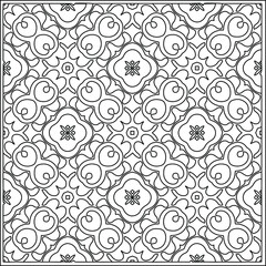 Vector pattern with symmetrical elements . Repeating geometric tiles from striped elements.Monochrome texture.Black and 
white pattern for wallpapers and backgrounds.line art.