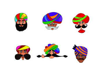 Set Rajasthani cartoon vector icons
