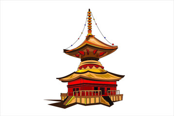 A vector illustration of a Chinese temple