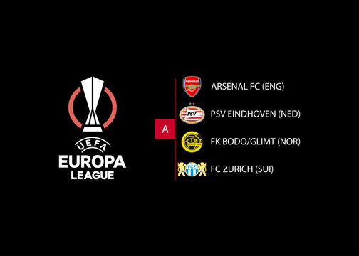 2022&ndash;2023 UEFA Europa League. Group A. Arsenal, Eindhoven, Bodo/Glimt, Zurich. Kyiv, Ukraine - August 31, 2022