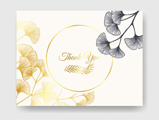 Floral wedding invitation golden elegant card template
