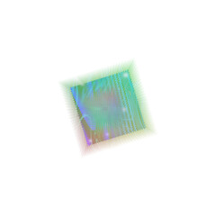 Isolated transparent abstract glitch art shape element.